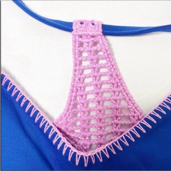 Victoria’s Secret crocheted swim top padded bra Pink & Blue Size XS - Picture 4 of 10